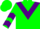 Silk - Green, purple triangular panel, purple chevrons on sleeves
