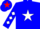 Silk - Blue, vertical 'fox' on red star, white star on front, red and white diamonds on sleeves