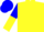 Silk - Yellow, blue 'ww', red band on blue and yellow halved sleeves, blue cap