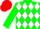 Silk - Green and white diamonds, red cap