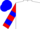 Silk - White, red &amp; blue diagonal  sashes, red &amp; blue bars on sleeves, blue cap