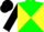 Silk - Green and yellow diagonal quarters, black sleeves, green, yellow and black cap