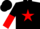 Silk - Black, red star, black and red halved sleeves, black cap
