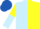 Silk - Light Blue and Yellow (halved), sleeves reversed, Royal Blue cap