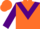 Silk - Orange, purple triangular panel, orange bars on purple slvs