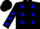 Silk - Black, white 'h', white and blue dots,  blue dots on sleeves, black cap