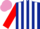 Silk - Dark Blue and White stripes, Red sleeves, Mauve cap