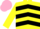 Silk - Yellow, black chevrons, Pink cap