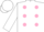 Silk - White, pink spots, white cap, pink peak