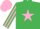 Silk - Emerald Green, Pink star, striped sleeves, Pink cap