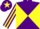 Silk - Purple and Yellow diabolo, striped sleeves, Purple cap, Yellow star