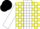 Silk - Yellow, white panel, black & white blocks on sleeves, black cap