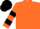 Silk - Orange, butterfly emblem, two black hoops on sleeves, black cap
