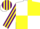 Silk - White and yellow quartered diagonally, purple and yellow striped sleeves and cap