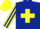 Silk - Dark blue body, yellow saint andre's cross, yellow arms, dark blue striped, yellow cap, dark blue striped