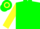 Silk - Green, yellow 'm', green hoop on yellow sleeves