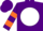 Silk - Purple, barn emblem in white ball, orange hoops on white sleeves, orange hoop on purple cap