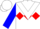 Silk - White, red diamond belt, white triangular panel on blue sleeves