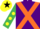 Silk - Purple, orange cross belts, emerald green sleeves, yellow spots, yellow cap, black star