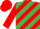 Silk - Red, emerald green diagonal stripes, red sleeves and cap