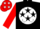 Silk - Black, red 'a' in white ball, black stars on red yolk, red sleeves