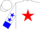 Silk - White, blue 'j' in red star frame, blue cuffs and red and blue stars on sleeves
