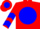 Silk - Red, red 'dad' on blue ball, blue chevrons on slvs