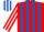 Silk - Red and Royal Blue stripes, Red and White striped sleeves, Royal Blue and White striped cap