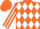 Silk - Orange, orange 'tas' on white diamonds, white diamond stripe on sleeves, orange cap