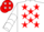 Silk - WHITE, RED stars, RED and WHITE chevrons on sleeves