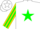Silk - White, gold arrow through green horseshoe, green star stripe on sleeves