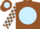 Silk - Brown, brown 'f' on light blue ball, light blue and brown checked sleeves