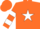 Silk - Orange, orange ' b ' on white star, white bars on sleeves