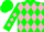 Silk - Green, light pink diamonds