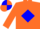 Silk - Orange, blue diamond, blue and orange diablo on sleeves, blue and orange quartered cap