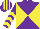 Silk - Purple and yellow diabolo, chevrons on sleeves, striped cap
