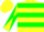 Silk - Pale yellow, two green hoops, yellow and green diagonal quartered sleeves, yellow cap