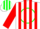 Silk - White, red 's' in green circle, red stripes on sleeves