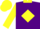 Silk - Purple, bright yellow diamond,collar and sleeves,purple cuffs, bright yellow cap,purple peak