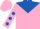 Silk - Pink, royal blue yoke and 'wt','blue dots on slvs