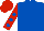 Silk - Royal blue, red sleeves, royal blue spots, red cap