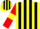 Silk - yellow and black stripes, red sleeves,yellow armlets, yellow cap, black stripes