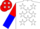 Silk - White, red and blue 'b/s', white stars, on red and blue halved sleeves