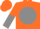 Silk - Orange, orange 'jm' on grey ball, orange and grey halved sleeves, orange cap