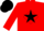 Silk - Red, black star, black diamond frame, black cap