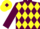 Silk - Garnet body, yellow three diamonds, garnet arms, yellow diamonds, yellow cap, garnet diamond