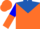 Silk - orange, royal blue yoke, blue and orange halved sleeves, orange cap
