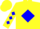 Silk - Yellow, blue diamond frame, blue diamonds on sleeves, yellow cap