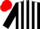Silk - Black, red and white stripes, red cap