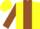 Silk - Yellow, triangular brown panel, brown sleeves, yellow cap